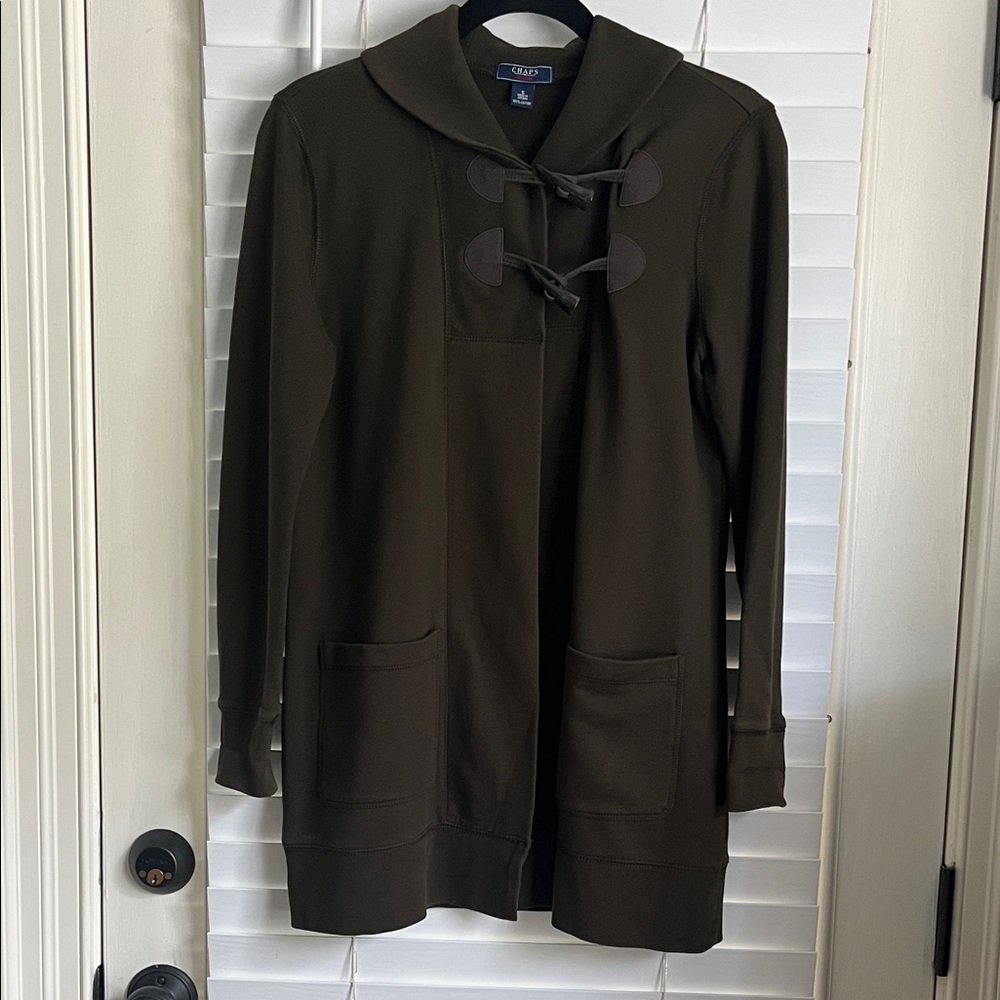 Chaps Olive Green Hooded Toggle Pea Coat